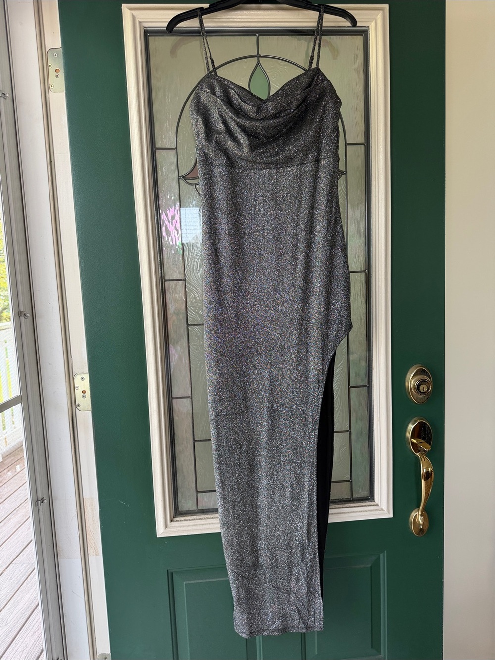 Lulu's Black Glitter Asymmetrical Dress